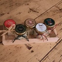 Lot de 5 mini bougies festives avec plateau en bois
